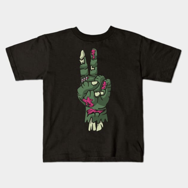 Peace Zombie Hand Kids T-Shirt by Print2Press